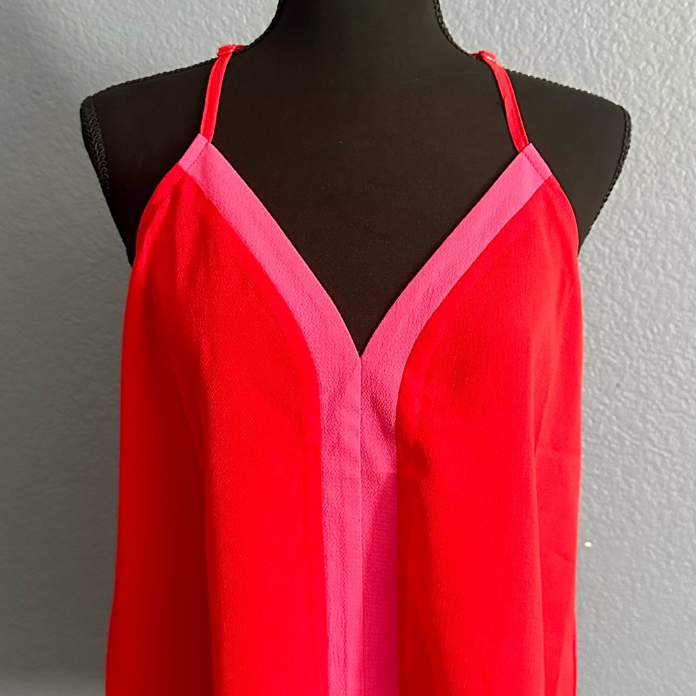 Brand new red & pink flowy tank